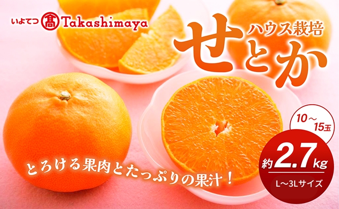 【数量限定 先行予約】愛媛県産せとか（ハウス）約2.7kg[50R0846] 【高島屋選定品】L～３Lサイズ(10～15玉) 1月下旬頃～順次発送＜ギフト 高級 甘い みかん    フルーツ＞ [No.5310-0042]