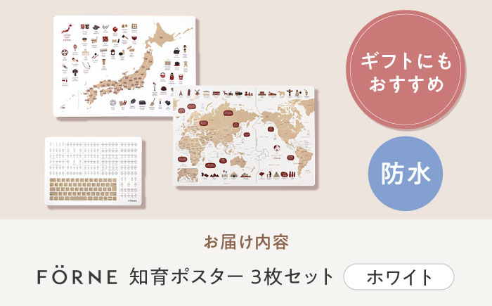 知育 知育ポスターホワイト 3枚セット / 日本地図 世界地図 ローマ字 幼稚園 小学生 オシャレ 学習用 防水加工 知育 情操教育 おしゃれ 子供 シンプル ギフト お祝い 入園 入学 / 愛媛県砥部町/株式会社明朗社 [BJBA007]