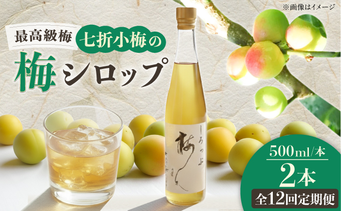 【全12回定期便】梅シロップ 七折小梅の梅シロップ 500ml×2本 / 梅シロップ シロップ 梅 うめ ウメ 七折小梅 梅ジュース 国産 砂糖 炭酸割り うめジュース 希釈用 プレゼント ギフト 人気 おすすめ / 愛媛県砥部町/農事組合法人ななおれ梅組合 [BJAG004]