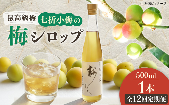 【全12回定期便】梅シロップ 七折小梅の梅シロップ 500ml×1本 / 梅シロップ シロップ 梅 うめ ウメ 七折小梅 梅ジュース 国産 砂糖 炭酸割り うめジュース 希釈用 プレゼント ギフト 人気 おすすめ / 愛媛県砥部町/農事組合法人ななおれ梅組合 [BJAG008]