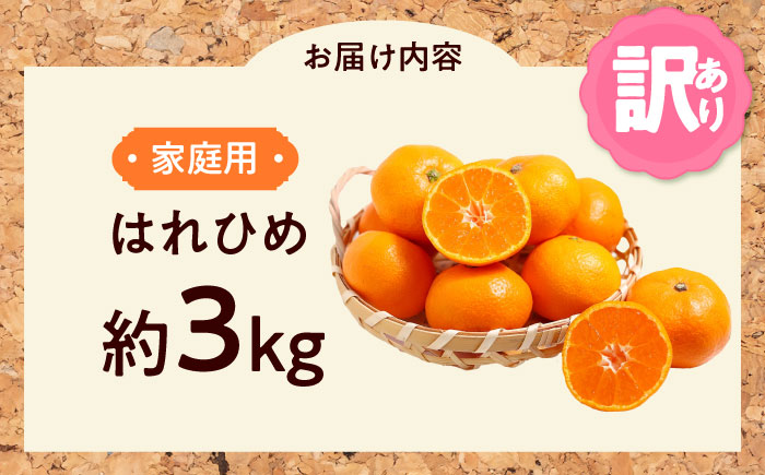 みかん 訳あり はれひめ 約3kg サイズ不揃い【12月上旬から翌年1月上旬まで順次発送】 / フルーツ 果物 蜜柑 ミカン オレンジ 訳あり 訳アリ 小玉 甘い 先行予約 3kg 愛媛 / 愛媛県砥部町/えひめ農園組合 [BJAZ003]