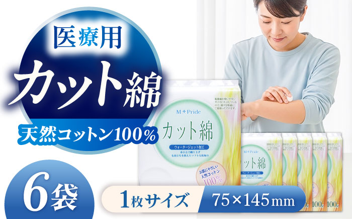 コットン・ラボエムプライド医療脱脂綿（カット綿）100g×6袋／コットン 医療用 綿 内子町【ウィステリアコンサルティング株式会社】 [BKBX003]