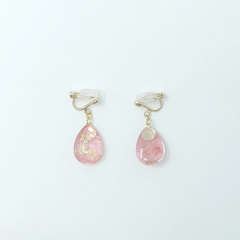 IKAZAKI WASHI JEWERLY しずくイヤリング「ピンク」桜柄