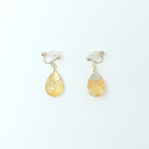 IKAZAKI WASHI JEWERLY しずくイヤリング「オレンジ」レース柄