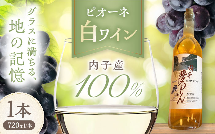内子夢わいん 白ワイン (ピオーネ) 約720ml 1本 / ワイン 白ワイン ピオーネ わいん wine お酒 酒 洋酒 愛媛県 愛媛 内子町 国産ワイン 日本ワイン 果実酒 送料無料 人気 家飲み 宅飲み 美味しい 四国 【企業組合内子ワイナリー】 [BKAG008]