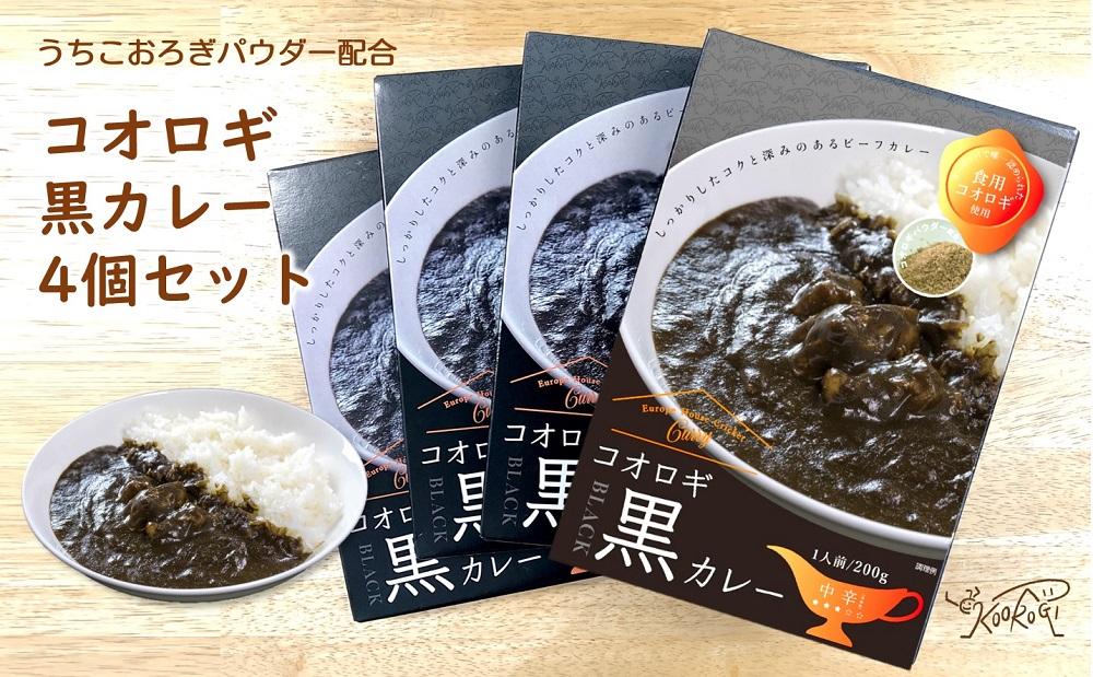 愛媛県内子町産イエコオロギパウダー ビーフカレー スパイスカレー タンパク質 コオロギ黒カレー4個セット