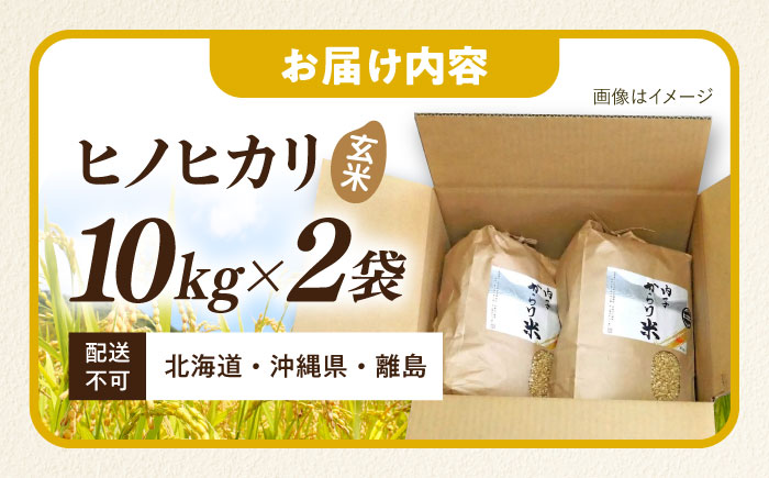 内子からり米 令和7年産ヒノヒカリ（玄米10kg×2袋）／ お米 こめ 玄米 精米 食品 令和7年度 ヒノヒカリ 送料無料【株式会社内子フレッシュパークからり】 [BKAD098]