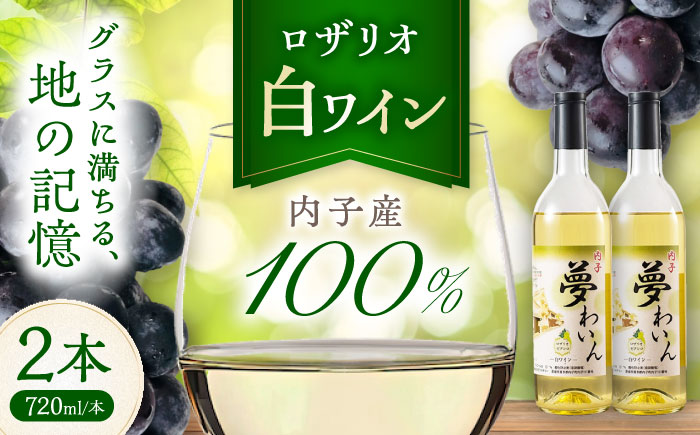内子夢わいん 白ワイン (ロザリオ) 約720ml 2本 / ワイン ロザリオワイン わいん wine お酒 酒 洋酒 愛媛県 愛媛 内子町 国産ワイン 日本ワイン 果実酒 送料無料 人気 家飲み 宅飲み 美味しい 四国 【企業組合内子ワイナリー】 [BKAG013]