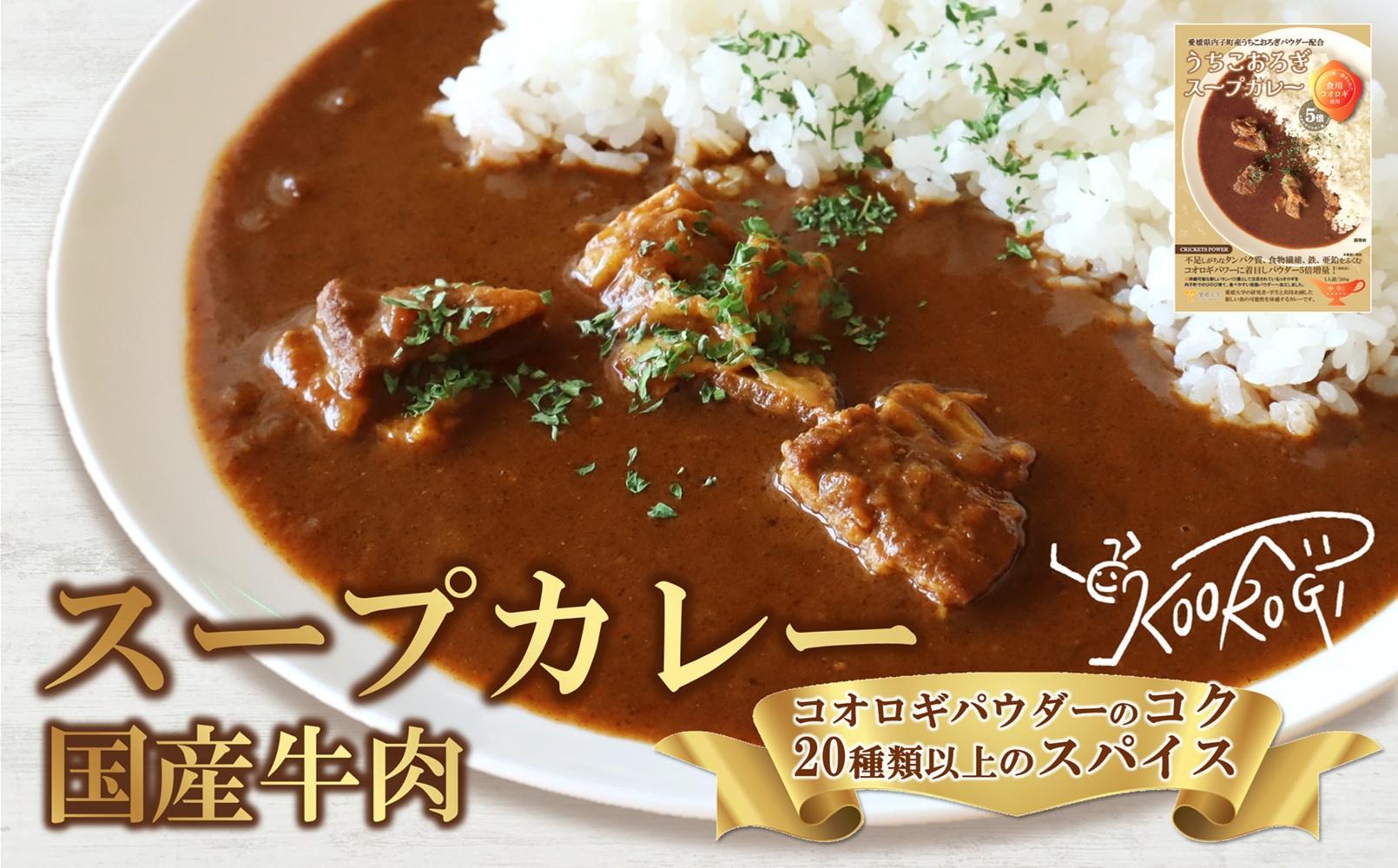 愛媛県喜多郡内子町産イエコオロギパウダー スープカレー スパイスカレー タンパク質 うちこおろぎスープカレー２個と定番コオロギ黒カレー２個セット