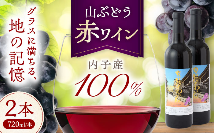 内子夢わいん 赤ワイン (山ぶどう) 約720ml 2本 / ワイン 山ぶどうワイン わいん wine お酒 酒 洋酒 愛媛県 愛媛 内子町 国産ワイン 日本ワイン 果実酒 送料無料 人気 家飲み 宅飲み 美味しい 四国 【企業組合内子ワイナリー】 [BKAG015]