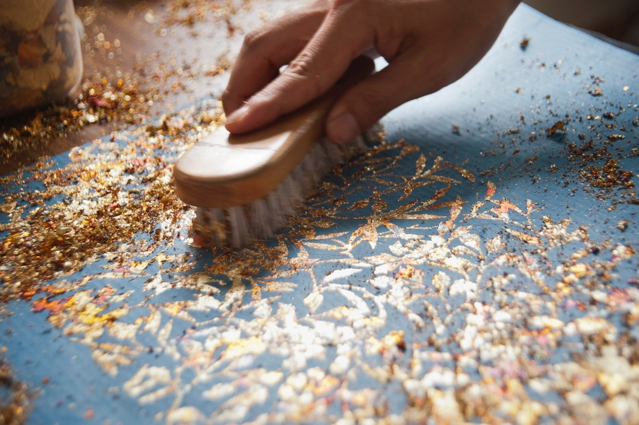 IKAZAKI WASHI JEWERLY しずくイヤリング「ブルー」花柄