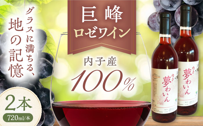 内子夢わいん ロゼ (巨峰) 約720ml 2本 / ワイン ロゼワイン わいん wine お酒 酒 洋酒 愛媛県 愛媛 内子町 国産ワイン 日本ワイン 果実酒 送料無料 人気 家飲み 宅飲み 美味しい 四国 【企業組合内子ワイナリー】 [BKAG011]
