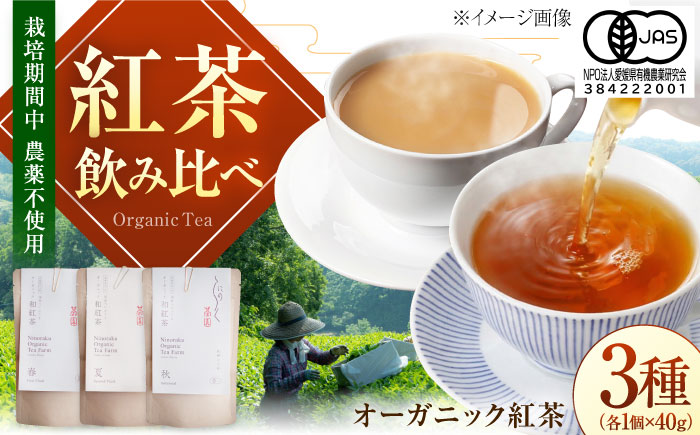 オーガニックの本格和紅茶 春夏秋の飲み比べセット (3種 各40g 計3個) ／ べにふうき 和紅茶 詰め合わせ 飲み比べ セット 内子町 国産 【にのらく茶園】 [BKBR003]