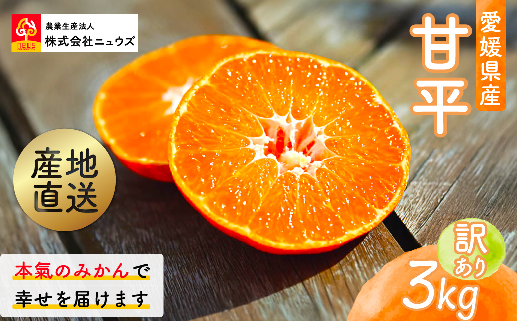 【先行予約】産地直送！愛媛県産甘平 3kg（訳あり）（2026年1月下旬より発送予定） IKTF020