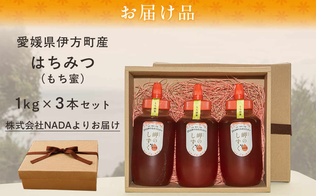【もち蜂蜜】みかん農園のはちみつ 1kg×3本入 ※離島への配送不可 IKTC013 