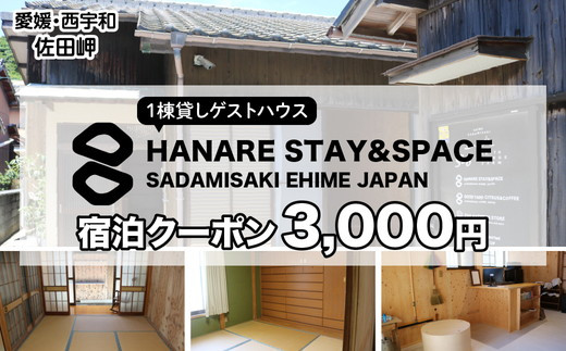 愛媛・西宇和・佐田岬　一棟貸しゲストハウスHANARE Stay&Space佐田岬　ご宿泊クーポン3,000円分 | 旅行 宿泊観光周遊券 宿泊 観光施設 飲食店 お土産