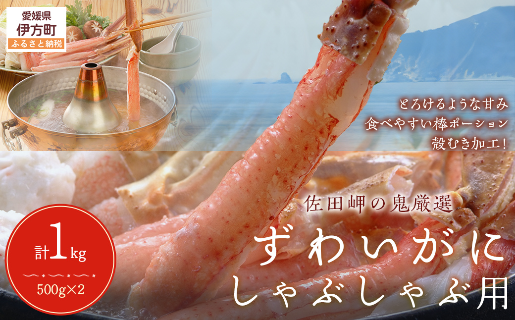 【佐田岬の鬼厳選】ずわいがにしゃぶしゃぶ用500g×2（計1kg） 【ふるさと納税 人気 おすすめ ランキング かに ずわいがに ズワイガニ ズワイ蟹 ずわい蟹 カニ 蟹 海鮮 しゃぶしゃぶ ポーション 冷凍 愛媛県 伊方町 送料無料】 IKTB038
