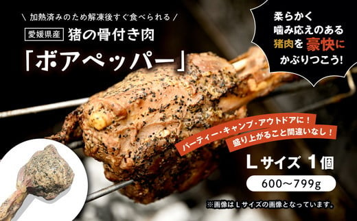 猪のマンガ肉 ボアペッパー Lサイズ 600〜799g｜ 味付き 愛媛県産 ジビエ 猪肉 BBQ ギフト プレゼント 骨付き肉 アウトドア 夏休み