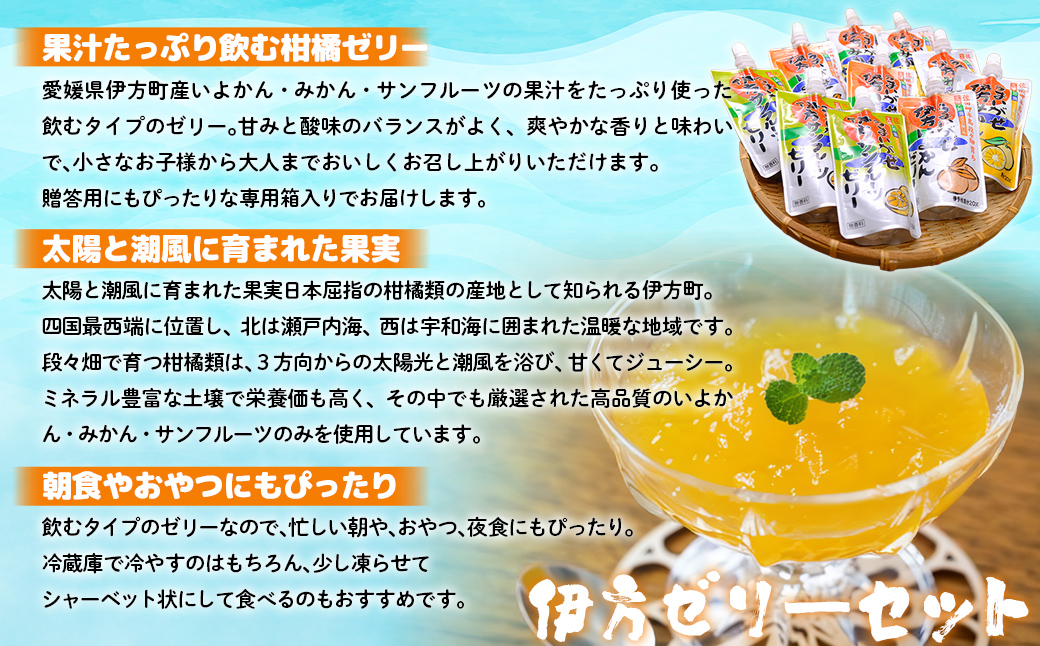 【愛媛県産】うまいがぜ伊方ゼリー3種セット4箱 ※離島への配送不可 IKTI016