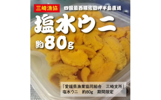 【数量限定】【10/15までの期間限定受付】三崎の赤ウニ（塩水パック） 約80g　※北海道・東北地方・沖縄・離島への配送不可　※2024年8月上旬～10月下旬頃に順次発送予定