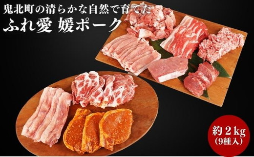 3か月連続お届け 豚肉定期便！鬼北町の清らかな自然で育てた ふれ愛 媛ポーク 約2kg【3回お届け】＜肉 お肉 豚肉 銘柄豚 ブランド肉 定期便 豚ロース 豚モモ 豚バラ 豚小間切れ おかず しゃぶしゃぶ 愛媛県 鬼北町＞