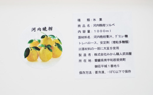 みかん職人が作った柑橘アイス1000ml×2種（夢オレンジ・河内晩柑）