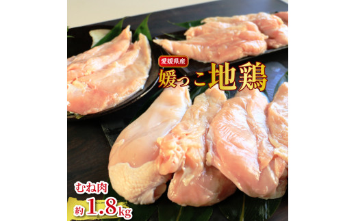 地鶏 愛媛 媛っこ地鶏 むね肉 約1.8kg 鶏肉 鳥肉 肉 チキン むね 焼肉 焼き鳥  BBQ 冷凍 国産 高級 タンパク質 低脂肪 糖質 唐揚げ サラダチキン スープ 出汁 ダイエット 愛南町 送料無料 ローカルスタンダード