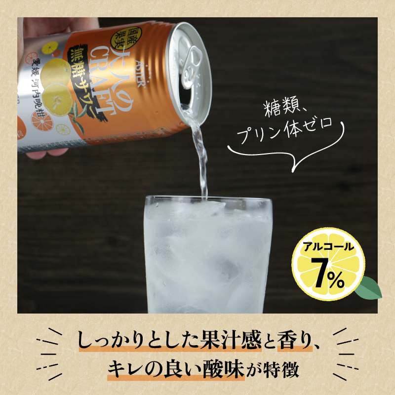 大人のCRAFT無糖サワー 河内晩柑 350ml×24本 父の日 チューハイ 柑橘 酒 アルコール 無糖  酎ハイ クラフトサワー 河内晩柑 果実 フルーツ  愛南ゴールド アシード アスター 缶 愛媛県 愛南町 Yショップ西海