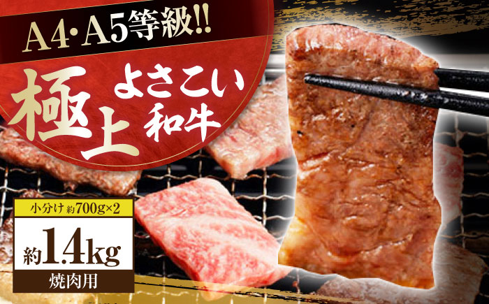 高知県産 よさこい和牛 焼肉用 約700g×2 総計約1.4kg 牛肉 国産 焼き肉 BBQ A4 A5 【(有)山重食肉】 [ATAP055]