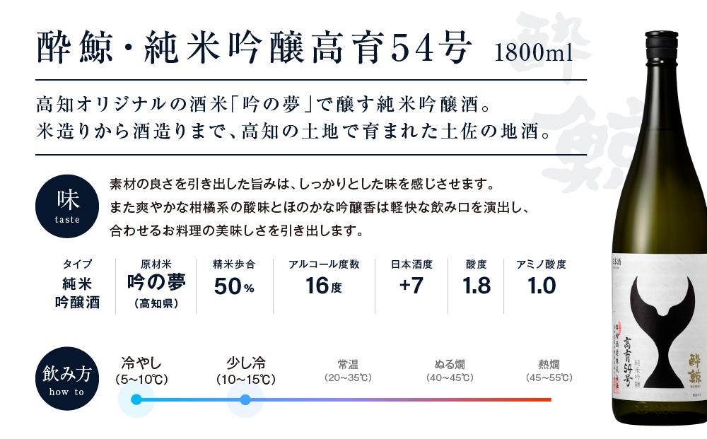 酔鯨・純米吟醸高育54号 1800mL　　酔鯨・特別純米酒 1800mL　（各1本）