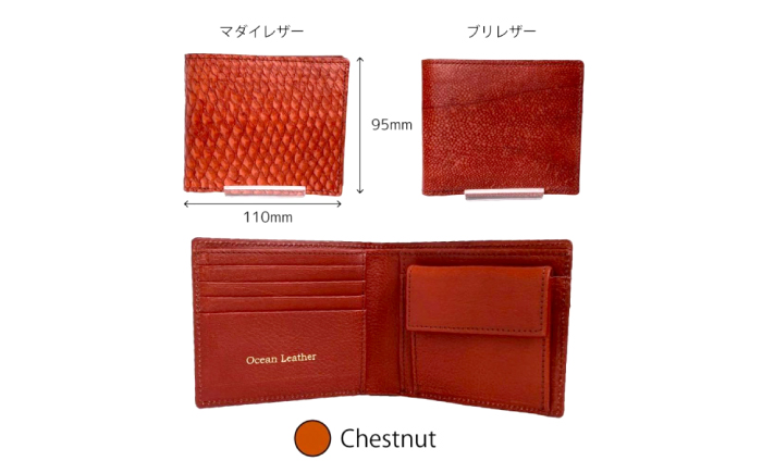 【Chestnut】Ocean Leather 二つ折り財布【ブリ】【興洋フリーズ株式会社】 [ATBX071-03]