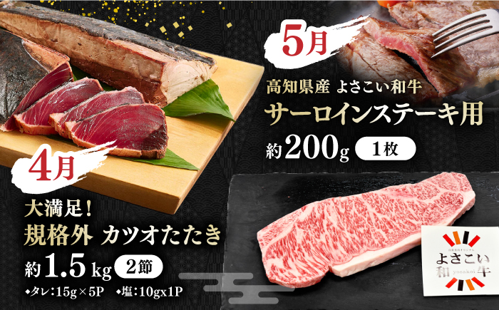 【6回定期便】カツオと和牛の赤身定期便〈2025年2月から発送開始〉/カツオ 食べ比べ 鰹のセット 土佐和牛 牛肉 高知市 こだわりのかつお [ATZX019]