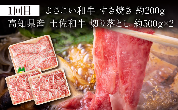 【3回定期便】お肉の定期便 たっぷり牛肉尽くしセット (3ヵ月) 総計約3.94kg 国産 牛肉 すき焼き すきやき 焼肉 切り落とし ハンバーグ 【(有)山重食肉】[ATAP072]