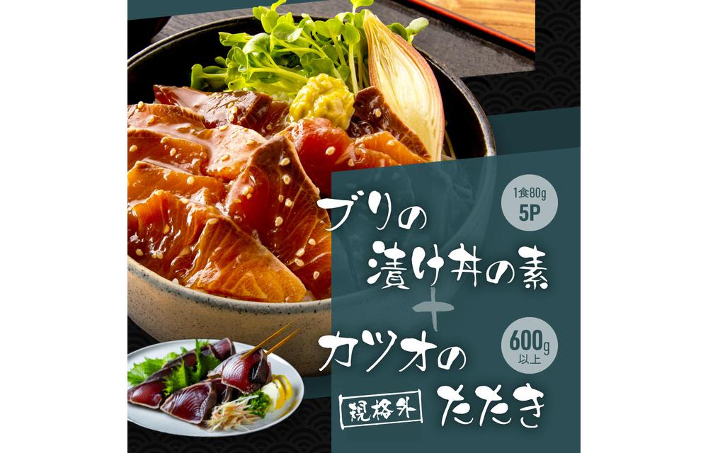 規格外カツオたたき 約600g＋ブリ漬け丼の素 約80g×5パック