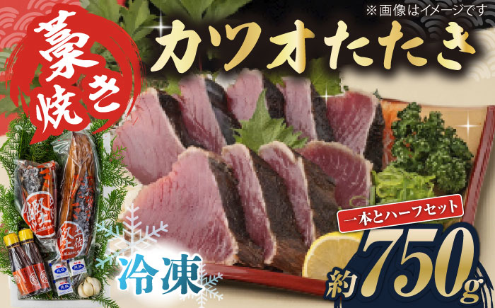 藁焼き　カツオのタタキ1節とハーフセット(冷凍)約750g 4.5〜6人前【土佐黒潮水産】 [ATCQ016]