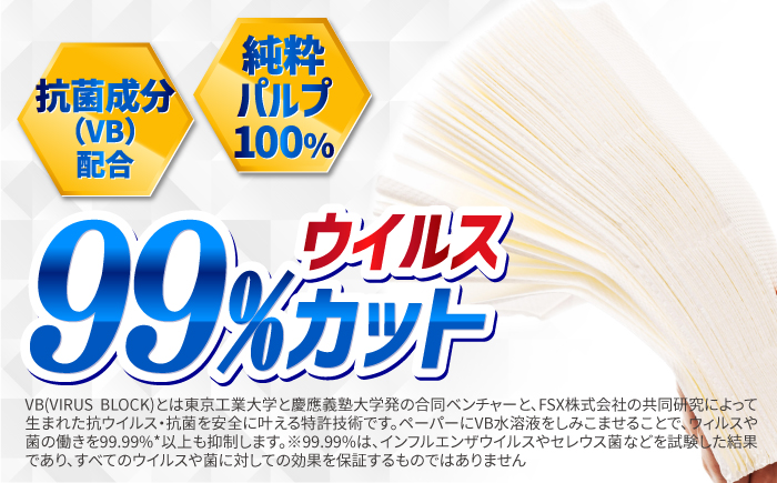 【6回定期便】隔月発送 抗ウイルス 抗菌成分 (VB) 配合ふっくら柔らかペーパーハンドタオル エンボス仕上げ 120組 (240枚) ×30パック 【河野製紙株式会社】 [ATAJ017]