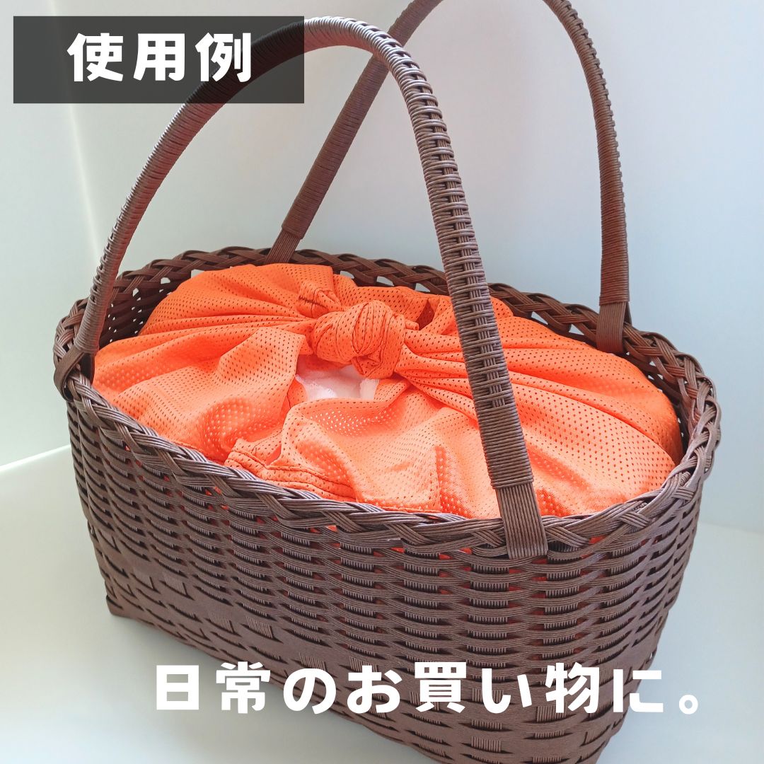 メッシュのエコバッグ【オレンジ】 enmusubi ステッチレッド / 贈答用　包装　防災グッズ　防災バッグ【工房eco・ふ〜せん】 [ATEH003]