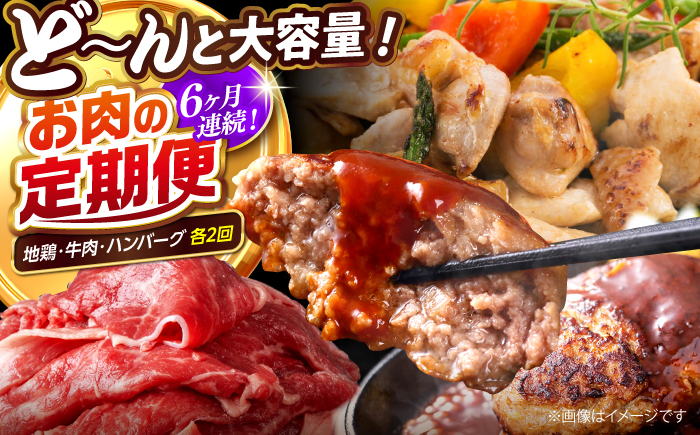 【6回定期便】高知の肉定期便〈はちきん地鶏・土佐あかうし・ハンバーグ〉大容量セット【合同会社土佐あぐりーど】 [ATBO036]