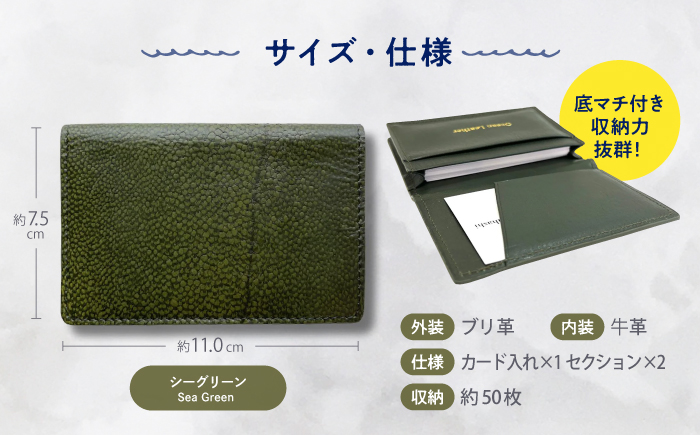 【Sea Green】Ocean Leather 名刺入れ〈ブリ〉Lサイズ【興洋フリーズ株式会社】 [ATBX067-04]