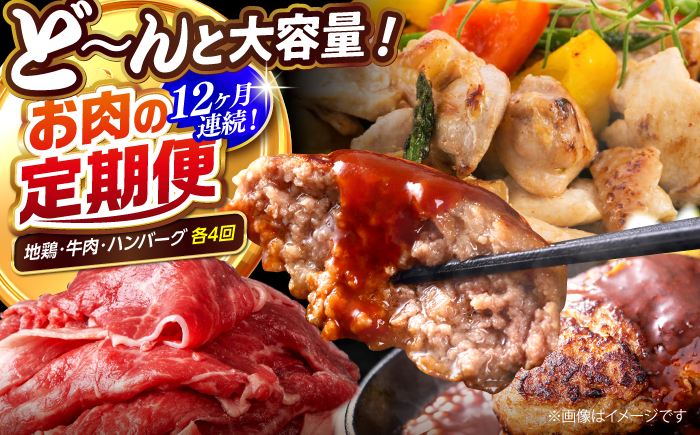【12回定期便】高知の肉定期便〈はちきん地鶏・土佐あかうし・ハンバーグ〉大容量セット【合同会社土佐あぐりーど】 [ATBO037]