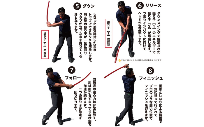 ゴルフスイング練習器具 二重振り子習得 赤い×重い しなルンです 1kg・100cm レギュラーサイズ グリップエンドテープ同梱 / しなるんです しなり ゴルフ スイング 練習 器具 矯正 【パターマット工房PROゴルフショップ】 [ATAG098]