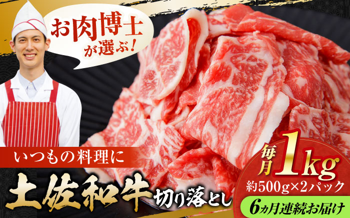 【6回定期便】高知県産 土佐和牛 切り落とし 炒め物 すき焼き用 約1kg×6ヵ月 総計約6kg [ATAP096]