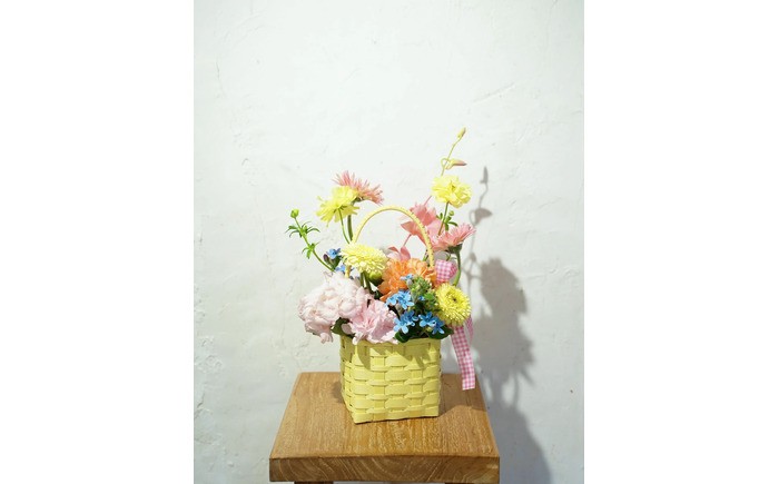 【12回定期便】季節の生花カラーバスケットフラワーS / お花 フラワー ミニサイズ アレンジメント カラーバスケット おしゃれ インテリア 省スペース プチギフト おまかせ 手作り 雑貨 季節の便り 初心者 高知【株式会社tomoni】 [ATCG058]