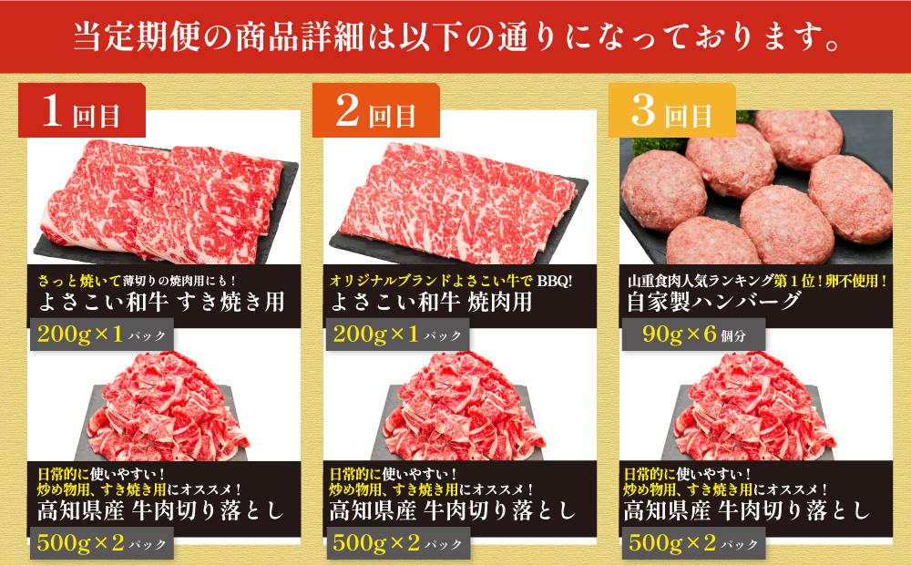 お肉の定期便　たっぷり牛肉尽くしセット(3か月)｜山重食肉