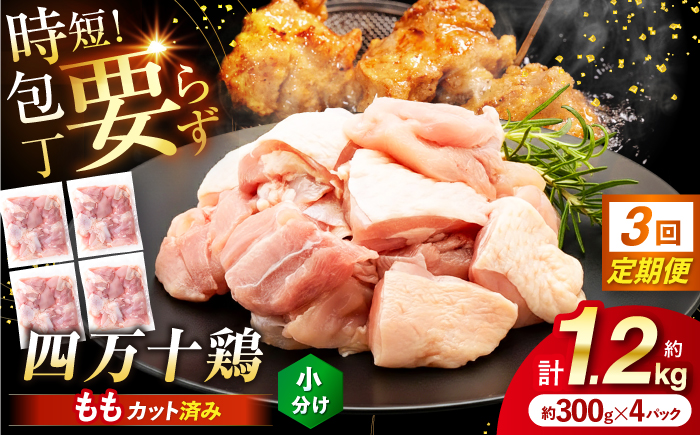 【3回定期便】四万十鶏もも肉 切身 約1.2kg （約300g×4パック） カットでかんたん 時短セット / 四万十鶏 もも肉 小分け 冷凍 カット 時短 【三栄ブロイラー販売株式会社】 [ATDP017]