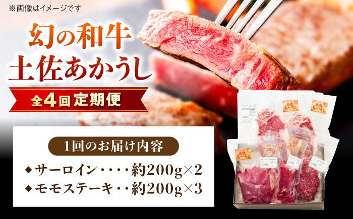 【4回定期便】土佐あかうしサーロイン&モモステーキセット 計約1kg【幻の和牛の贅沢セット】【株式会社Dorago】 [ATAM040]