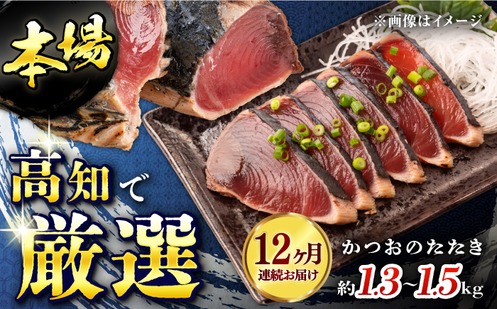 【12回定期便】満腹!かつおのたたき 約1.3kg~1.5kg 総計約15.6kg〜18kg 【株式会社 四国健商】 [ATAF094]