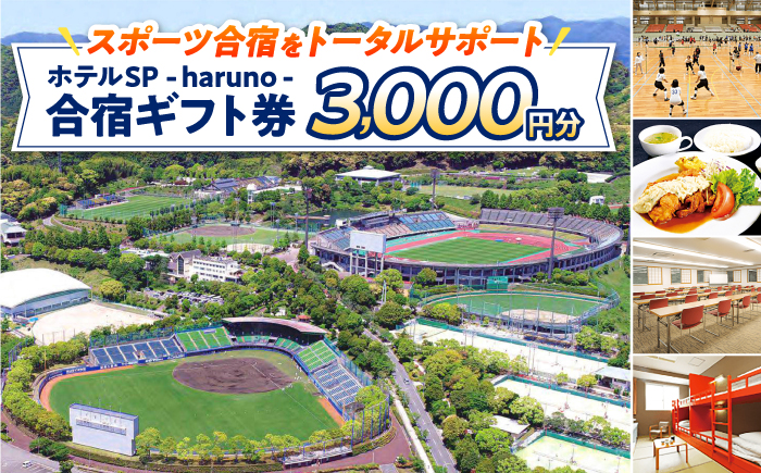ホテルSP-haruno- ふるさと納税合宿ギフト券（3,000円分） / 野球合宿 陸上合宿用施設 OBOGからのプレゼントに ホテル 宿泊 旅行 滞在 トラベル 観光 ギフト券 チケット [ATJE001]