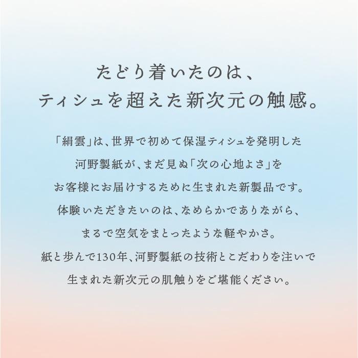 【第38回高知県産業振興計画賞受賞】新保湿ティシュ絹雲３枚重ね8組（24枚）4個入り×20パック（計80個）｜保湿ティッシュ 驚きの肌触り ポケットティッシュ