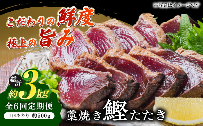 【6回定期便】明神水産 藁焼き鰹 (カツオ) たたき 中2節 (約500g) セット 総計約3kg 【株式会社 四国健商】 [ATAF135]